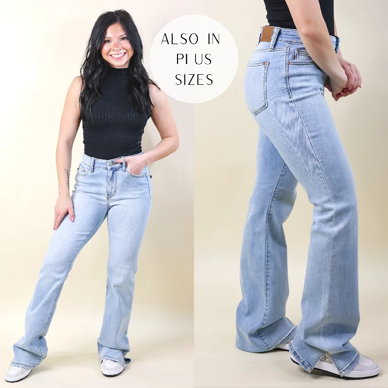 Women's Fashion Essentials Judy Blue | Turn It Up Slit Hem Bootcut Jeans in Light Wash