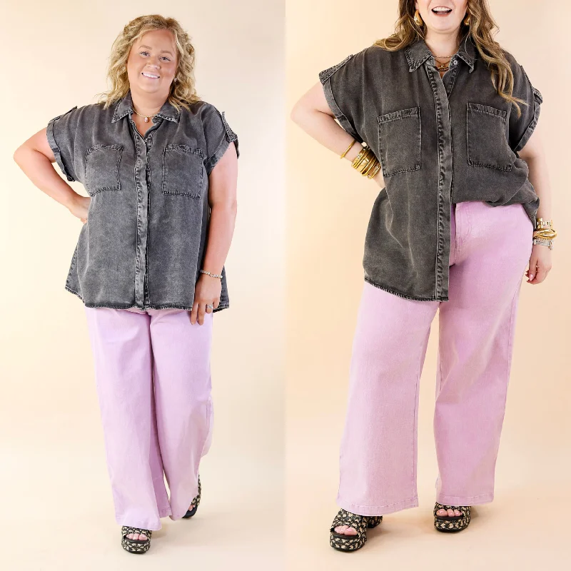 Fashionable Casual Tops The Best Cropped Wide Leg Jeans in Lavender Purple