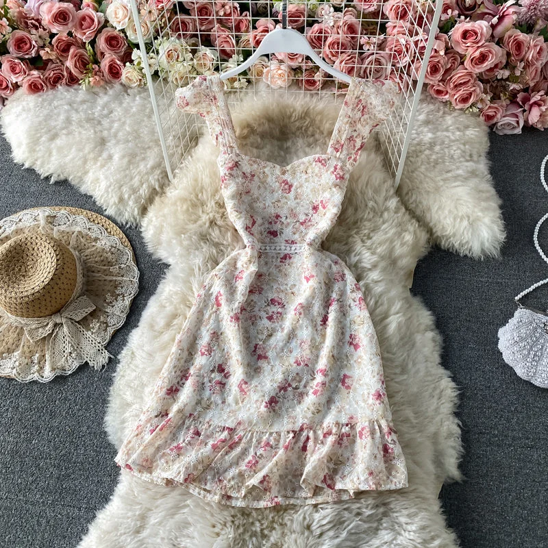 Women's Cozy Outfit For Lounging French retro suspender Lace Embroidery Floral Dress 3436 Women's Cozy Outfit For Lounging French retro suspender Lace Embroidery Floral Dress 3436