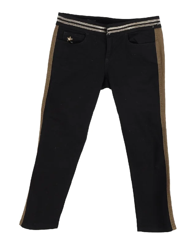 Fashionable Women's Clothing Gucci Side Stripe Jeans in Black Cotton