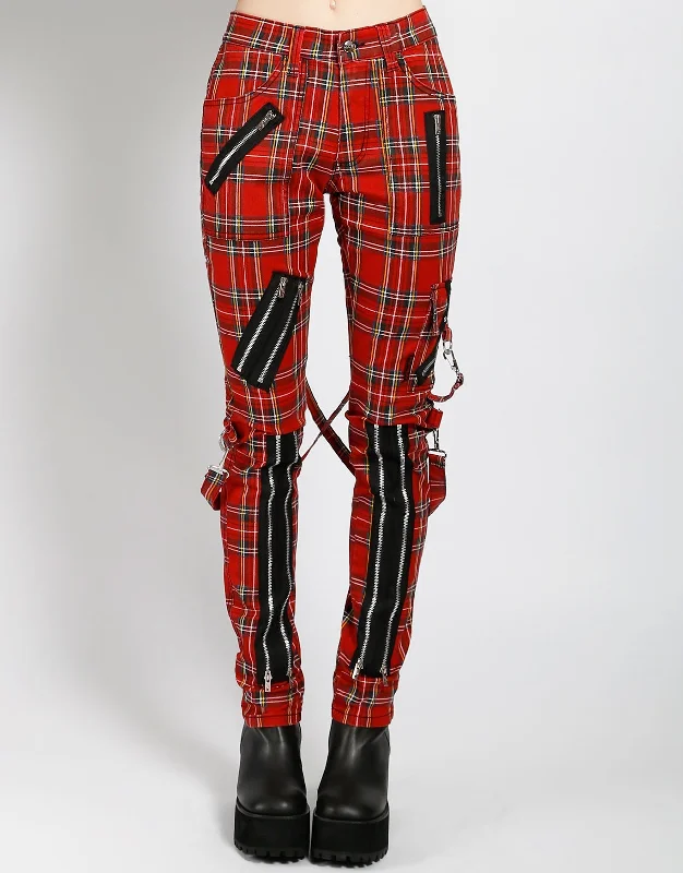 Everyday Women's Fashion Trends CLASSIC SLIM LEG BONDAGE PANT RED PLAID
