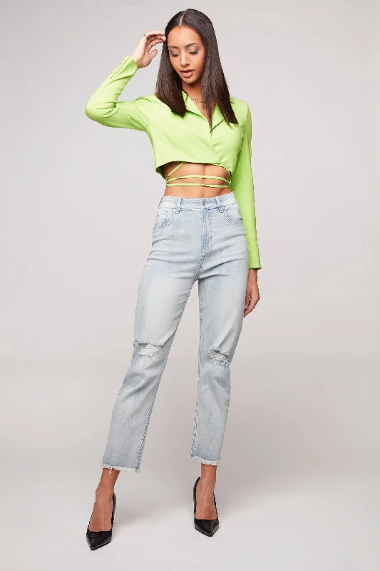 Women's Elegant Evening Attire GIGI - Mom Jean - Blue Bleach