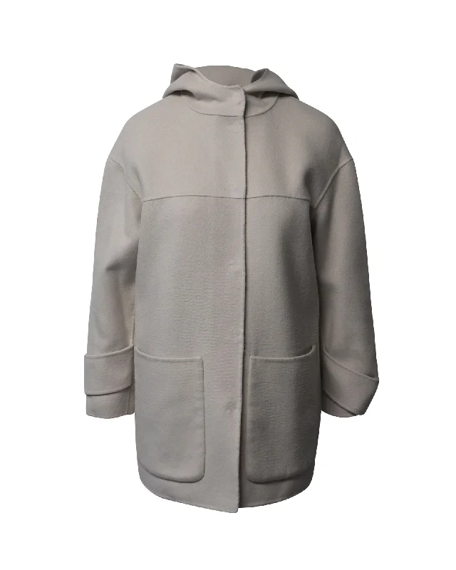 Affordable Women's Fashion Pinko Hoodie Coat in Cream Polyester