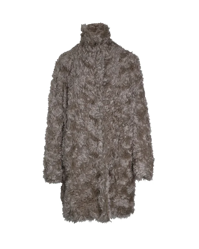 Everyday Women's Fashion Trends Stella McCartney Faux Fur Coat in Beige Mohair