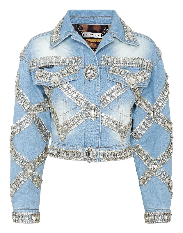Sale On Sale Cropped Oversize Denim Jacket Brooches