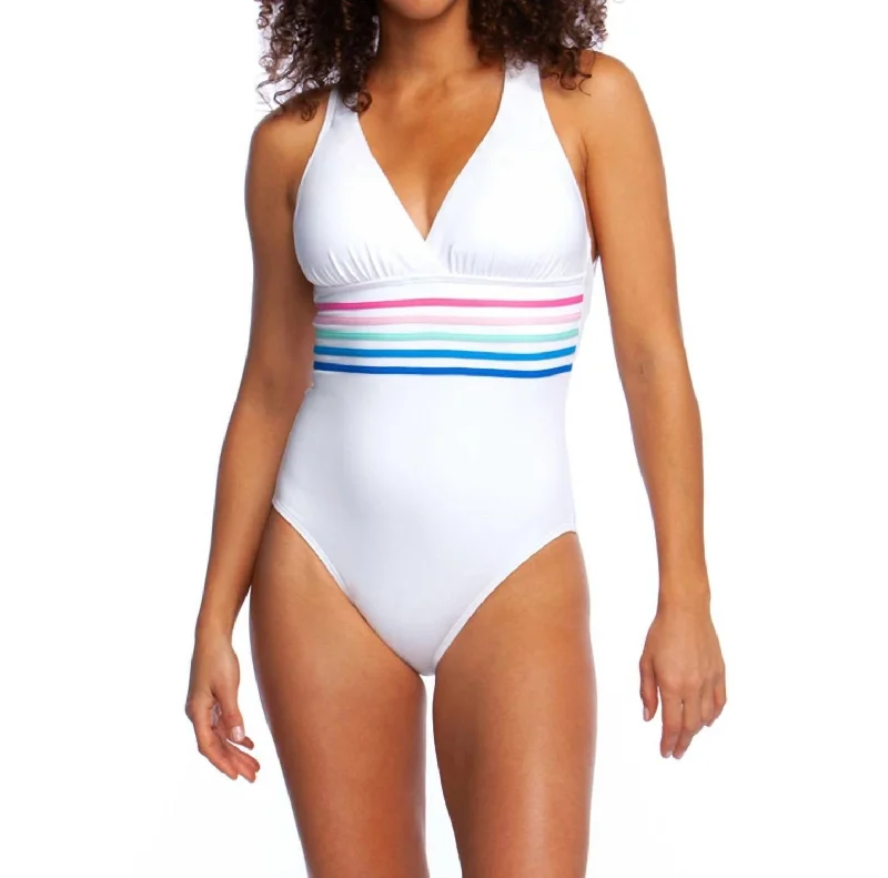 Cheap Women's Clothing Online Cross Back One Piece Swimsuit In White