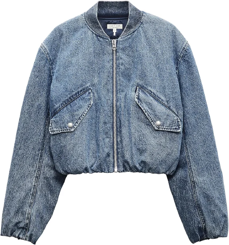 Trendy Outfits For Ladies rag & bone Women's Maggie Cropped Denim Bomber Jacket, Amara