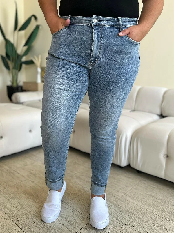 Fashion-forward Women's Clothing Judy Blue Full Size High Waist Cuff Hem Jeans