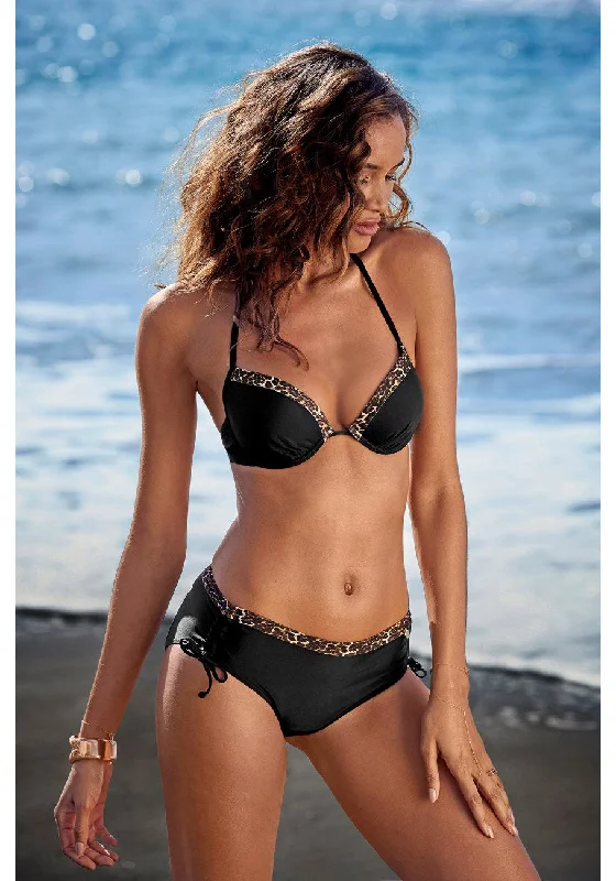 Women's Comfortable Lounge Outfit LASCANA Women's Leopard Trim Push Up Bikini Top