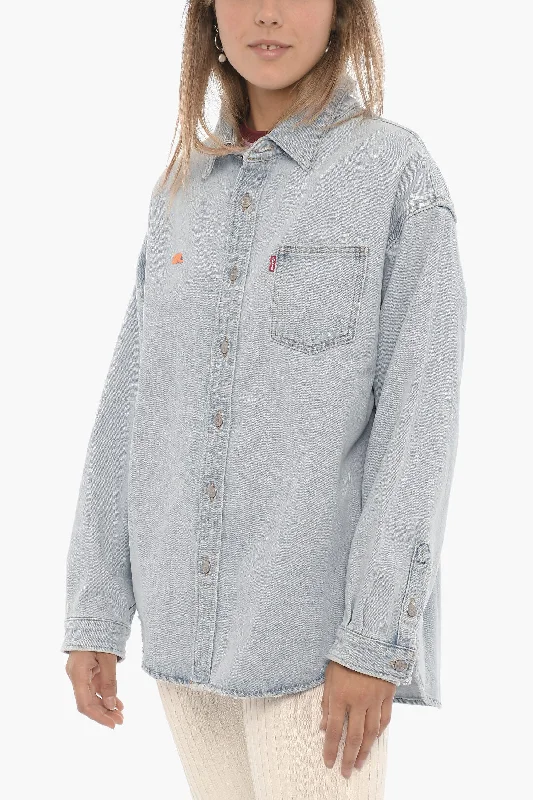 Women's Romantic Outfit Erl LEVI'S Vintage Effect Oversized Fit Denim Jacket
