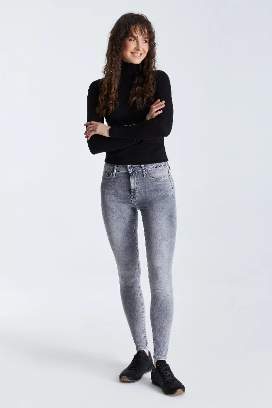 Women's Trendy Casual Clothes Sophia High Waist Reshape 5 Pocket Pants Grey VT