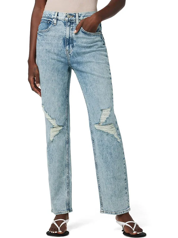Casual Apparel For Women Jade Womens High Rise Distressed Straight Leg Jeans