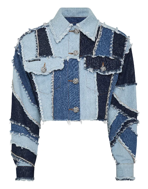 Clothing Sale Denim Cropped Jacket Patchwork