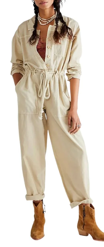 Women's Vacation Attire Quinn Coveralls In Beige