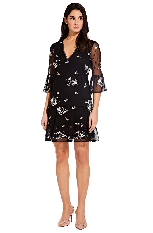 Stylish Women's Garments Adrianna Papell - Quarter Sleeve Floral Ornate Dress AP1D103148SC Stylish Women's Garments Adrianna Papell - Quarter Sleeve Floral Ornate Dress AP1D103148SC