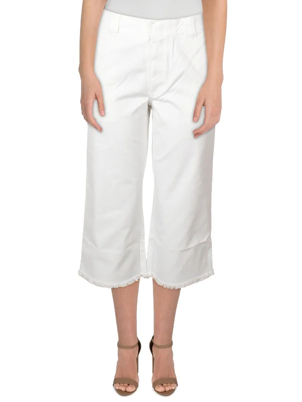 Chic Women's Attire Juniors Womens Work Frayed Hem Cropped Jeans