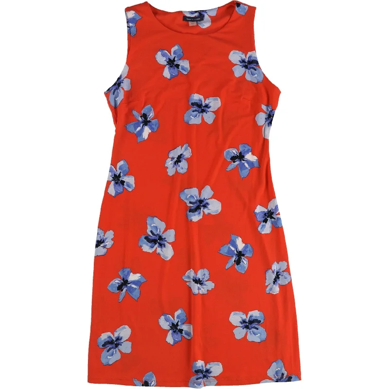 Affordable Women's Garments Tommy Hilfiger Womens Floral Swing Dress, Orange, 6