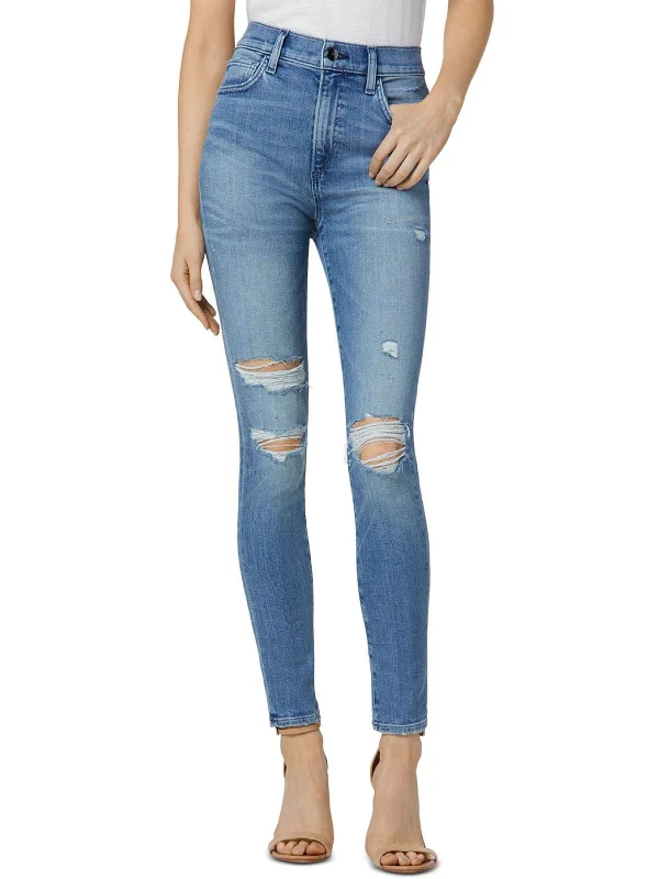 Women's Casual Apparel For Weekends Womens Distressed High Rise Ankle Jeans