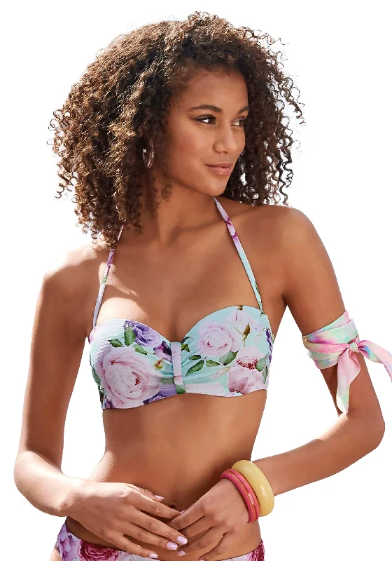 Women's Chic Outerwear Outfit LASCANA Women's Floral Textured Bandeau Bikini Top