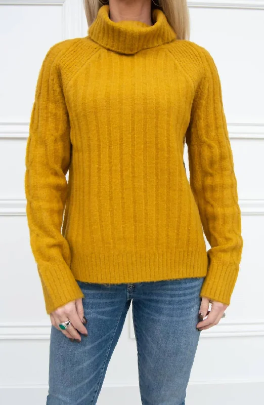 Elegant Women's Fashion Cable Knit Sweater In Dijon