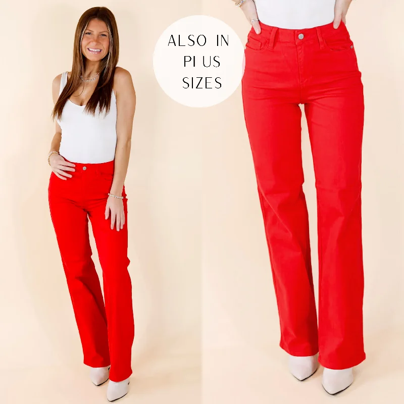 Chic Women's Attire Last Chance Size 0, 11, 15, 14W-24W | Judy Blue | For The Record Garment Dyed 90's Straight Leg Jeans in Red (Lots of Sizes) Chic Women's Attire Last Chance Size 0, 11, 15, 14W-24W | Judy Blue | For The Record Garment Dyed 90's Straight Leg Jeans in Red (Lots of Sizes)