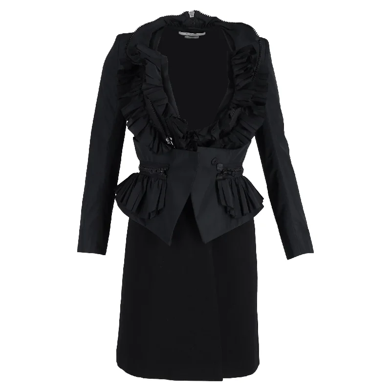 Workwear Fashion for Women Givenchy Zip-Trimmed Ruffle Detail Taffeta Jacket in Black Polyester Workwear Fashion for Women Givenchy Zip-Trimmed Ruffle Detail Taffeta Jacket in Black Polyester