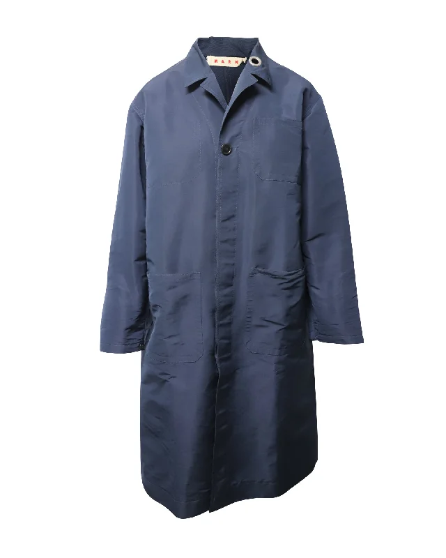 Women's Clothing For Special Occasions Marni Long-sleeved Coat with Pockets in Navy Blue Polyester Women's Clothing For Special Occasions Marni Long-sleeved Coat with Pockets in Navy Blue Polyester