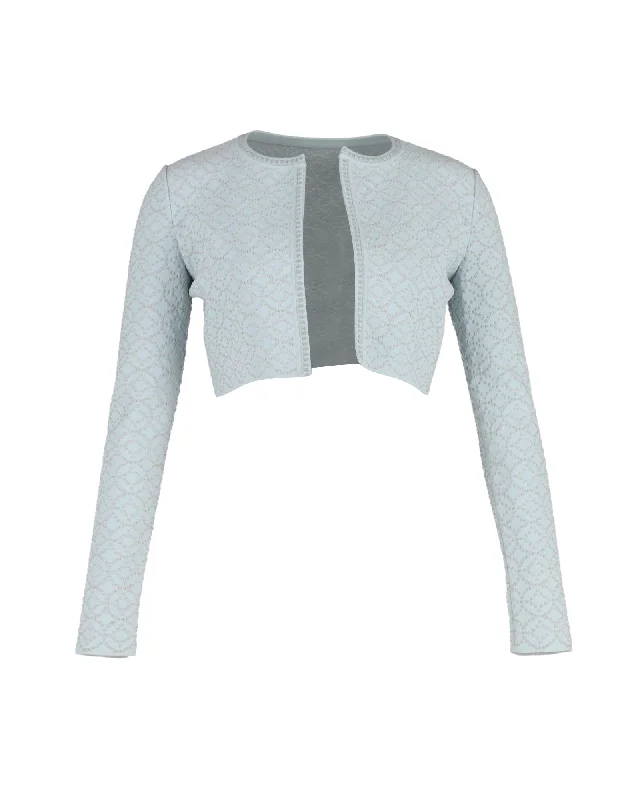 Comfortable Women's Clothing Alaia Cropped Open-Front Jacket in Blue Polyester