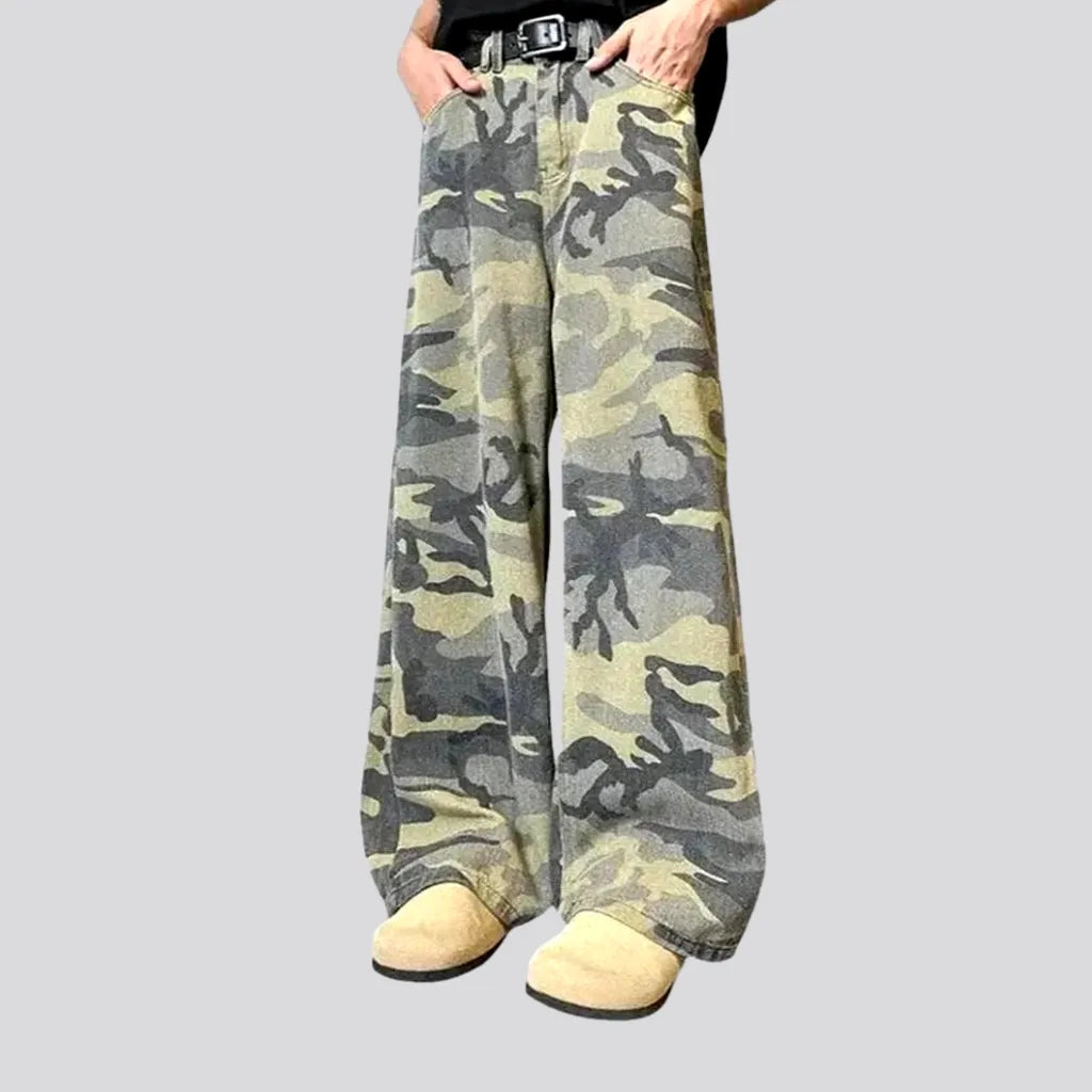 Women's Plus-Size Attire Boho style wide leg women's jeans