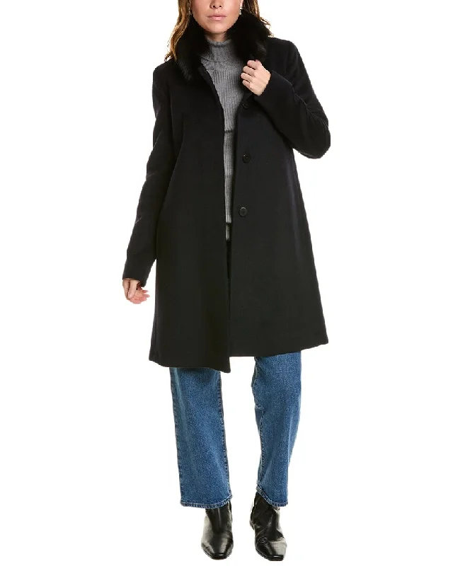 Women's Stylish Casual Garments FLEURETTE Long Wool-Blend Coat