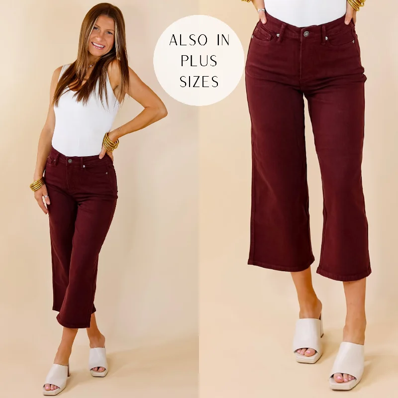 Stylish Women's Garments For Holidays Last Chance Size 0, 1, 20W & 22W | Judy Blue | Sign Me Up Tummy Control Garment Dyed Cropped Jeans in Maroon Stylish Women's Garments For Holidays Last Chance Size 0, 1, 20W & 22W | Judy Blue | Sign Me Up Tummy Control Garment Dyed Cropped Jeans in Maroon
