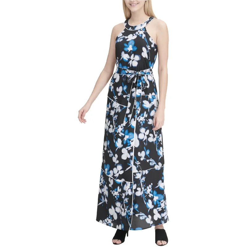 Women's Plus-Size Attire Calvin Klein Womens Floral Maxi Dress, Black, Large