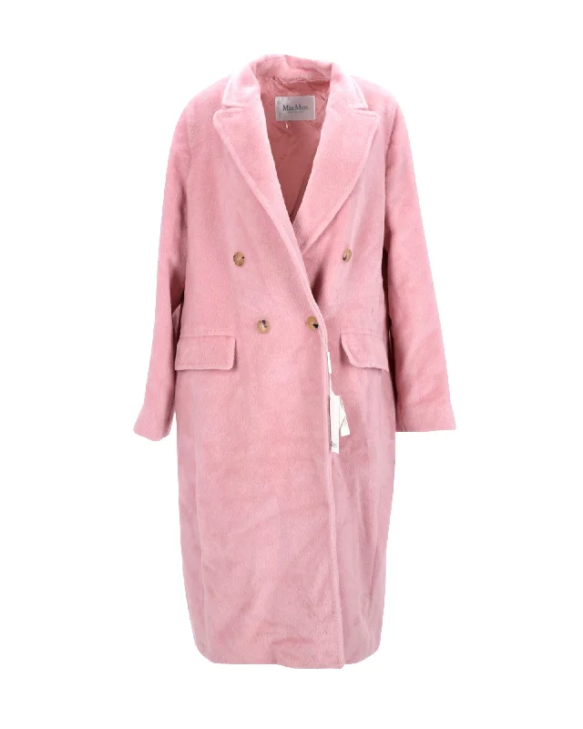 Women's Outerwear Clothing Max Mara Zarda Double Breasted Coat in Pink Alpaca