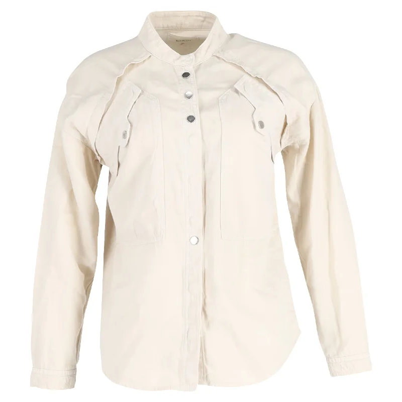 Women's Elegant Evening Outfit Ba&Sh Tyle Layered Blouse in Cream Cotton