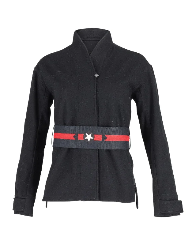 Stylish And Comfortable Clothing For Women Prada Belted Jacket in Black Wool