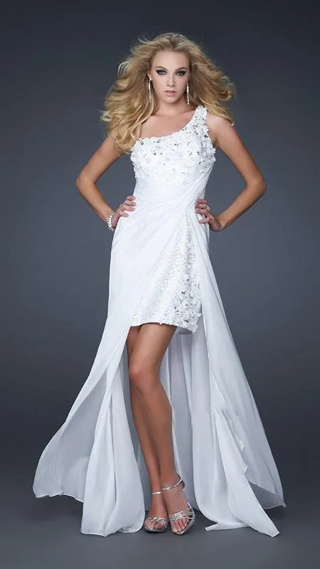 Women's Elegant Formal Outfit La Femme Gigi - Floral One Shoulder Gown 17218