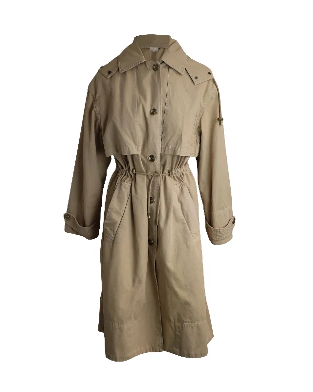 Classic Women's Clothing Styles Michael Michael Kors Hooded Trench Coat in Beige Cotton Classic Women's Clothing Styles Michael Michael Kors Hooded Trench Coat in Beige Cotton