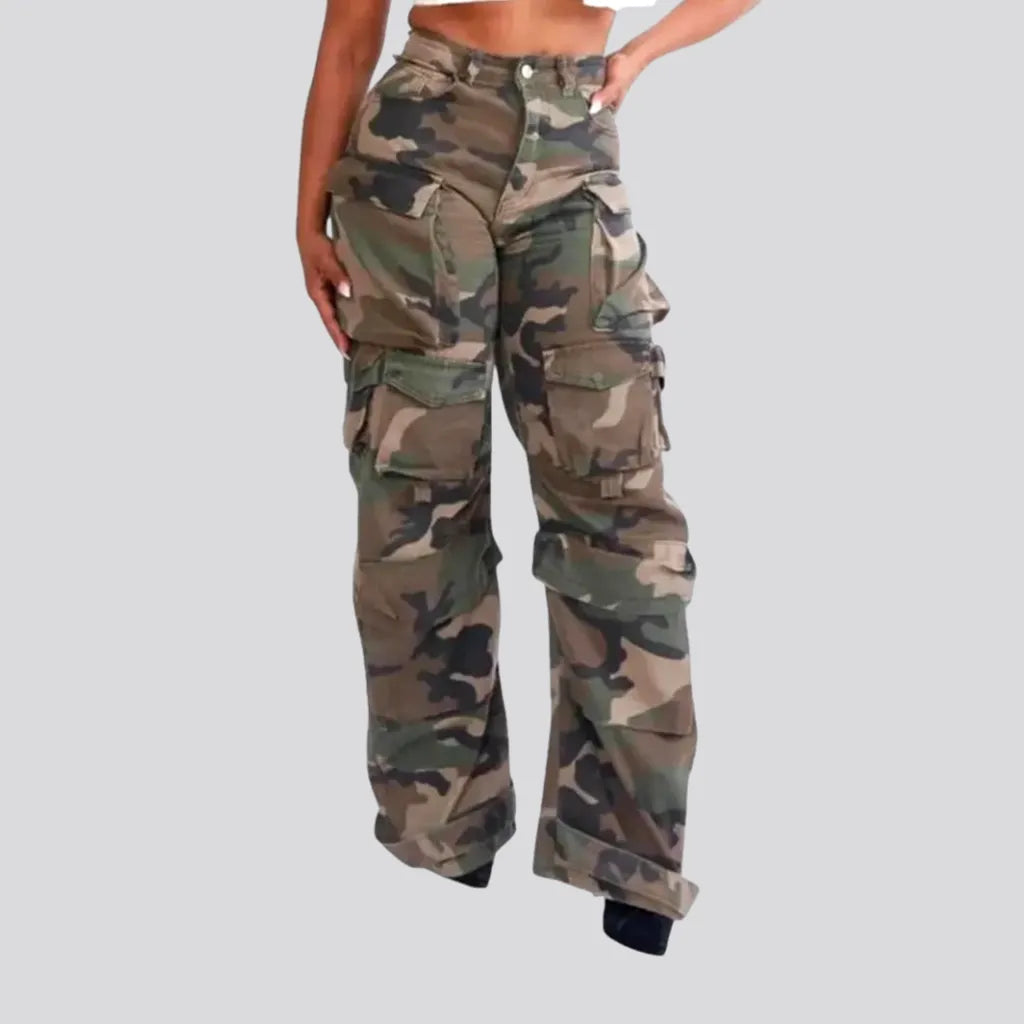 Women's Evening Outfit Fashionable cargo pockets denim pants for women