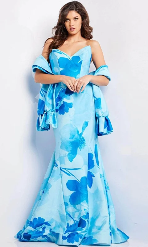 Classic Women's Clothing Styles Jovani 22706 - Strapless Floral Printed Prom Dress Classic Women's Clothing Styles Jovani 22706 - Strapless Floral Printed Prom Dress