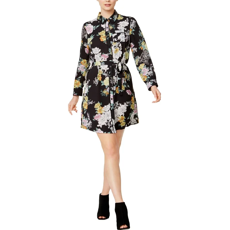 Women's Transitional Outfit maison Jules Womens Floral-Print Shirt Dress, Black, X-Small