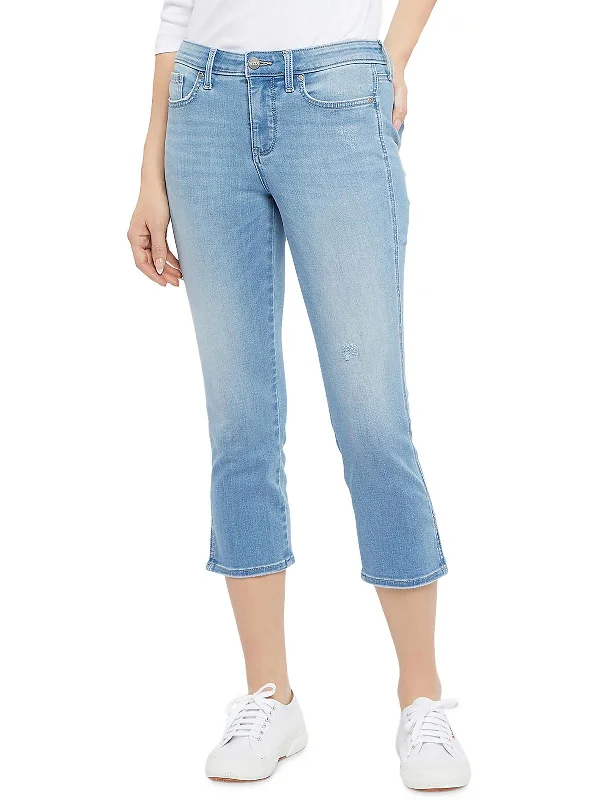 Women's Plus-Size Attire Chloe Womens Mid Rise Split Hem Capri Jeans