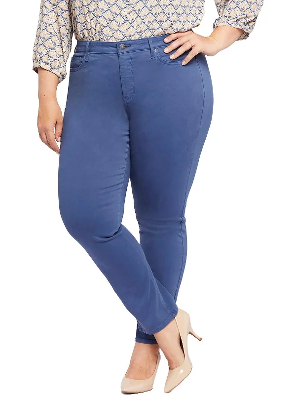 Women's Trendy Apparel Plus Sheri Slim Womens Mid-Rise Stretch Straight Leg Jeans