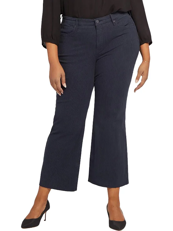 Women's Workout Garments Plus Womens Raw Hem Striped Flare Jeans