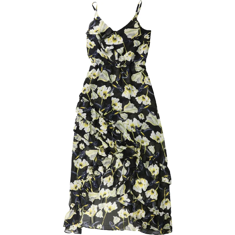 Trendy Outfits For Ladies I-N-C Womens Floral High-Low Ruffled Dress
