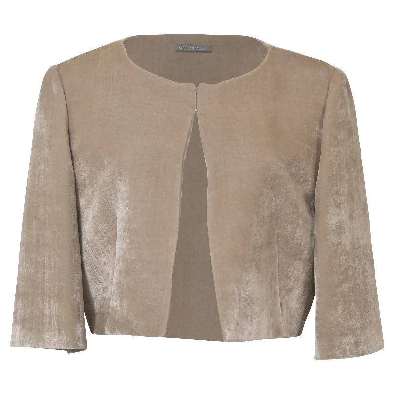Sustainable Fashion Clothing For Women Alberta Ferretti Cropped Jacket in Beige Velvet
