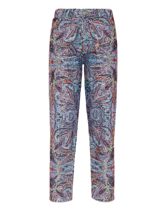 Trendy Boutiques Online Denim Trousers Mom Fit Crystal Colorful Circus