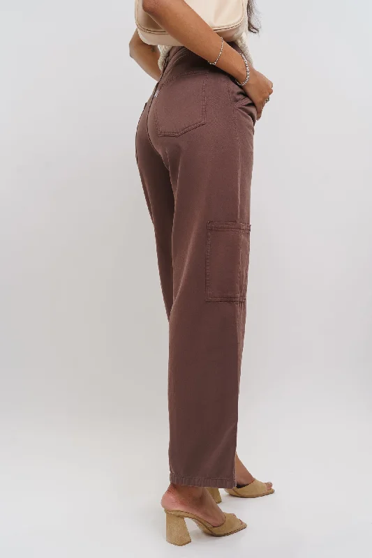 Women's Stylish Professional Garments Wood Brown Straight Jeans