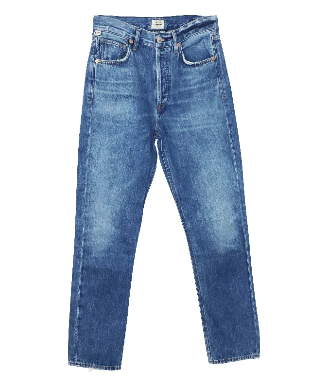 Comfortable Women's Clothing Citizens Of Humanity Charlotte High Rise Straight in Blue Denim Comfortable Women's Clothing Citizens Of Humanity Charlotte High Rise Straight in Blue Denim