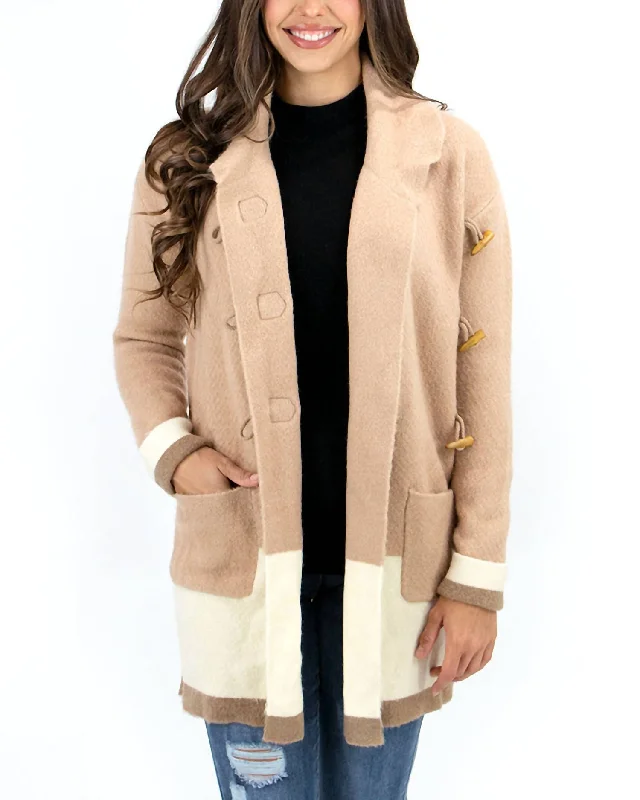 Winter Wardrobe Clearance Bristol Sweater Coat In Camel/ivory