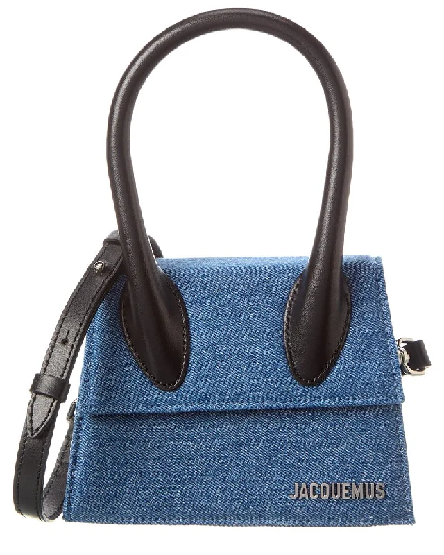 Elegant Clothing For Women Jacquemus Le Chiquito Moyen Denim & Leather Shoulder Bag Elegant Clothing For Women Jacquemus Le Chiquito Moyen Denim & Leather Shoulder Bag